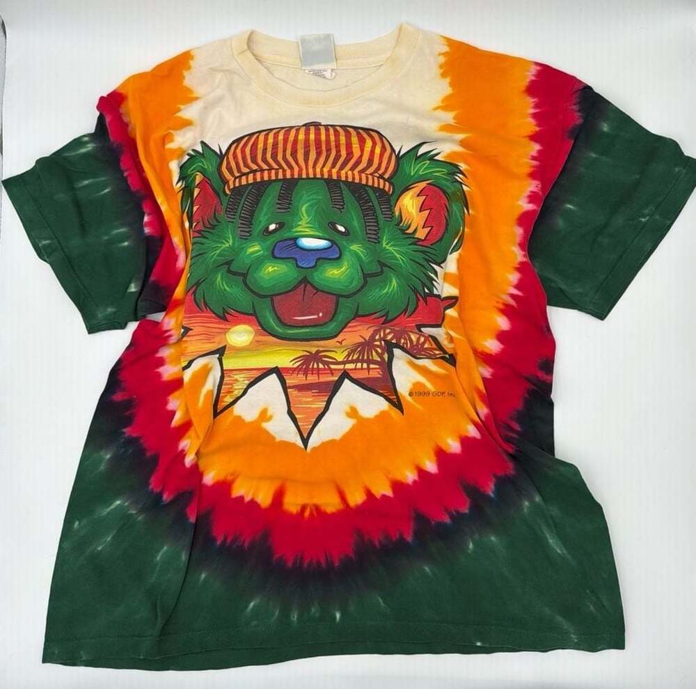 Vintage 1999 Liquid Blue Grateful Dead Rasta Bear Tie Dye T-Shirt Size XL